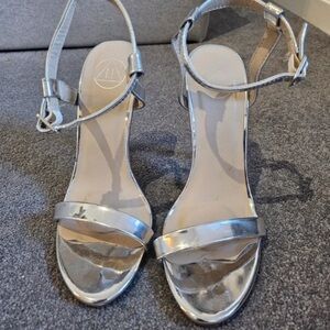 Missguided Shiny Silver Heels